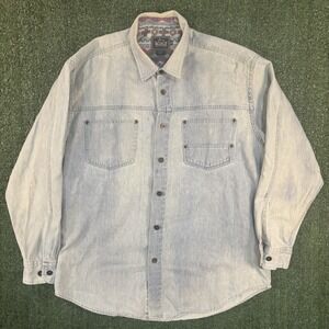 Vintage Woolrich Denim Button Down Long Sleeve Pocket Shirt Blue Men's XL